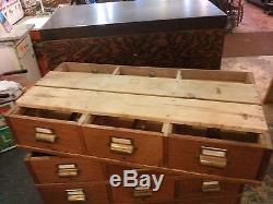 Antique Oak Stackable Index Card File Drawer Cabinet