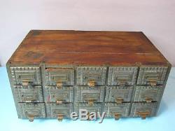 Antique Primitive 15 Drawer File Apothocary Cabinet, Half Round Bottom