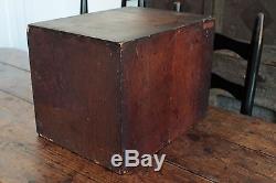 Antique Primitive Wood 6 Drawer 3 X 5 Index File Cabinet Tiger Oak Dovetailed