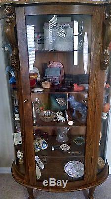 Antique R. J. Horner Oak Curved Glass Curio/china Cabinet