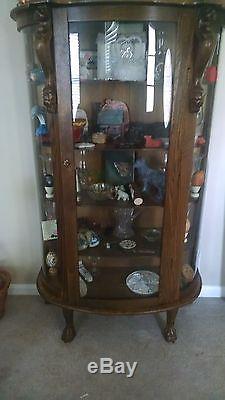 Antique R. J. Horner Oak Curved Glass Curio/china Cabinet