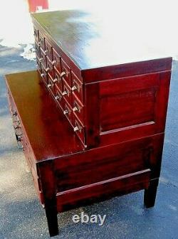 ANTIQUE SHAW WALKER Stacking MAHOGANY & OAK CARD MAP FLAT FILE FILING CABINET