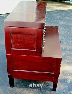 ANTIQUE SHAW WALKER Stacking MAHOGANY & OAK CARD MAP FLAT FILE FILING CABINET