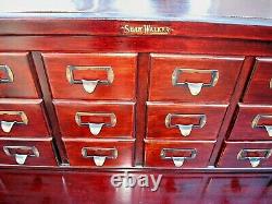 ANTIQUE SHAW WALKER Stacking MAHOGANY & OAK CARD MAP FLAT FILE FILING CABINET