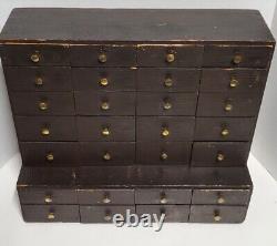 ANTIQUE Step Back 28 Drawer Apothecary Cabinet Store Countertop