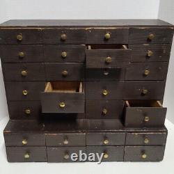 ANTIQUE Step Back 28 Drawer Apothecary Cabinet Store Countertop