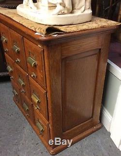 Antique Victorian Quarter Sawn Oak Raised Panel 9 Drawer Cabinet