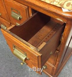 Antique Victorian Quarter Sawn Oak Raised Panel 9 Drawer Cabinet