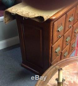 Antique Victorian Quarter Sawn Oak Raised Panel 9 Drawer Cabinet