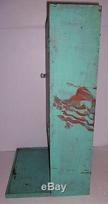 Antique Vintage Wooden Painted Wall Cabinet With Drop Leaf