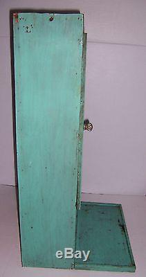 Antique Vintage Wooden Painted Wall Cabinet With Drop Leaf