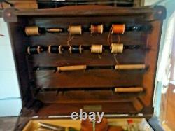 ANTIQUE Vintage UNIQUE PERFECT SEWING PIPE CIGAR CABINET & CONTENTS VG READ