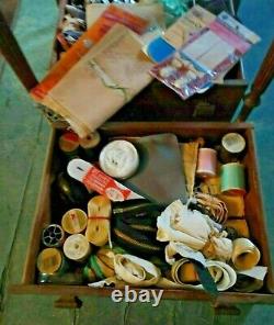 ANTIQUE Vintage UNIQUE PERFECT SEWING PIPE CIGAR CABINET & CONTENTS VG READ