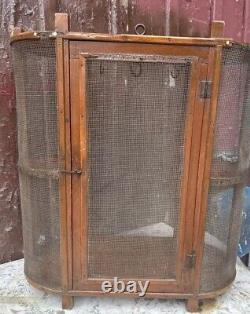 ANTIQUE WOODEN PIE SAFE with SCREEN RARE ORIGINAL USE HUNG 26.5x24x12 End Table