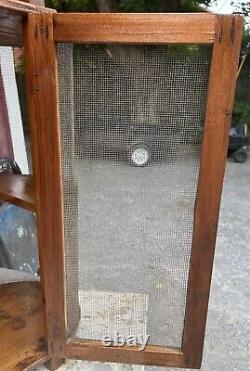 ANTIQUE WOODEN PIE SAFE with SCREEN RARE ORIGINAL USE HUNG 26.5x24x12 End Table