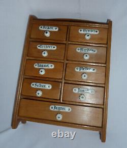 ANTIQUE ca 1900 AUSTRIAN 9 DRAWERS SPICE CABINET RUSTIC FOLK ART DESIGN