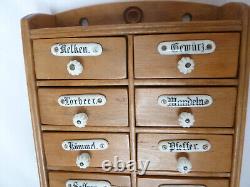 ANTIQUE ca 1900 AUSTRIAN 9 DRAWERS SPICE CABINET RUSTIC FOLK ART DESIGN