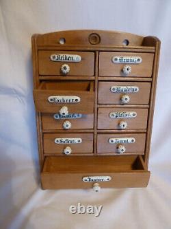 ANTIQUE ca 1900 AUSTRIAN 9 DRAWERS SPICE CABINET RUSTIC FOLK ART DESIGN