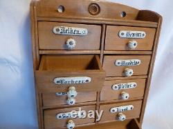 ANTIQUE ca 1900 AUSTRIAN 9 DRAWERS SPICE CABINET RUSTIC FOLK ART DESIGN