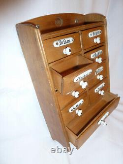 ANTIQUE ca 1900 AUSTRIAN 9 DRAWERS SPICE CABINET RUSTIC FOLK ART DESIGN