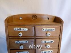 ANTIQUE ca 1900 AUSTRIAN 9 DRAWERS SPICE CABINET RUSTIC FOLK ART DESIGN