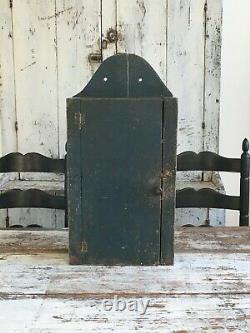 Aafa Early Folk Art Antique Primitive Wall Cabinet Cupboard Old Blue Paint