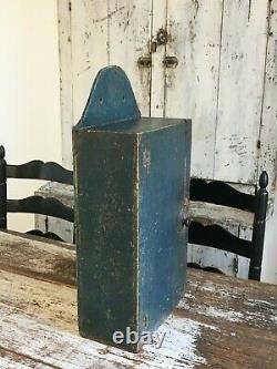 Aafa Early Folk Art Antique Primitive Wall Cabinet Cupboard Old Blue Paint