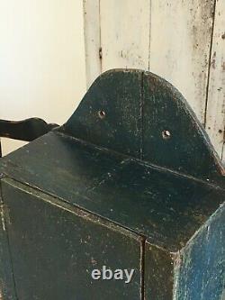 Aafa Early Folk Art Antique Primitive Wall Cabinet Cupboard Old Blue Paint