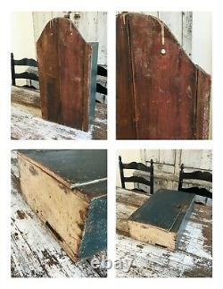 Aafa Early Folk Art Antique Primitive Wall Cabinet Cupboard Old Blue Paint