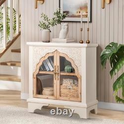 Accent Cabinet with Glass Doors Storage Display Cabinet for Living Room Entryway