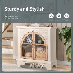 Accent Cabinet with Glass Doors Storage Display Cabinet for Living Room Entryway