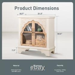Accent Cabinet with Glass Doors Storage Display Cabinet for Living Room Entryway