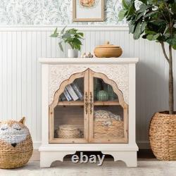 Accent Cabinet with Glass Doors Storage Display Cabinet for Living Room Entryway