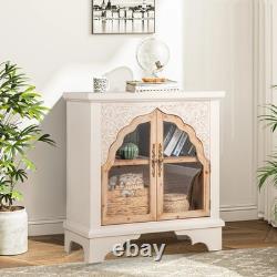 Accent Cabinet with Glass Doors Storage Display Cabinet for Living Room Entryway