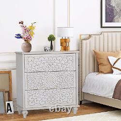 Accent Storage Cabinet with 3 Drawers Chest for Living Room Entryway Cabinet