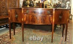 American Antique Flamed Mahogany Sheraton Sideboard / Bar Cabinet