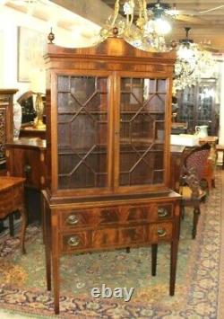 American Antique Glass Door Sheraton China Cabinet / Display Cabinet