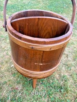 American Firkin Form Sewing/Work Stand 1950-1970 coopered/stayed wooden body