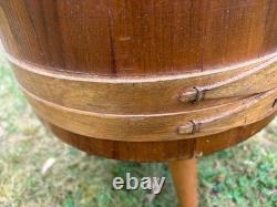 American Firkin Form Sewing/Work Stand 1950-1970 coopered/stayed wooden body