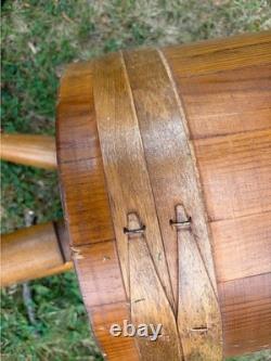 American Firkin Form Sewing/Work Stand 1950-1970 coopered/stayed wooden body