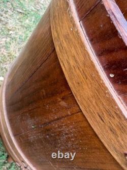 American Firkin Form Sewing/Work Stand 1950-1970 coopered/stayed wooden body