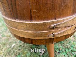 American Firkin Form Sewing/Work Stand 1950-1970 coopered/stayed wooden body