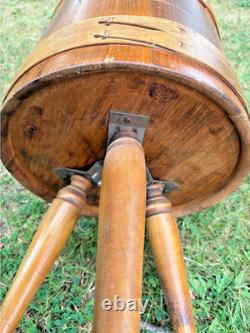 American Firkin Form Sewing/Work Stand 1950-1970 coopered/stayed wooden body
