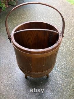American Firkin Form Sewing/Work Stand 1950-1970 coopered/stayed wooden body
