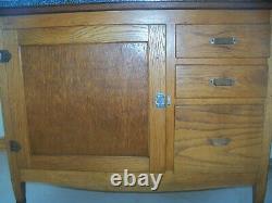 American McDougall Hoosier Cabinet Hutch Excellent Cond Blue Slag Glass 1919
