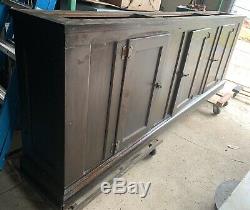 Antique 10 ft Back Bar Cabinet Base w Original Marble Top Liquid Carbonic Co Vtg