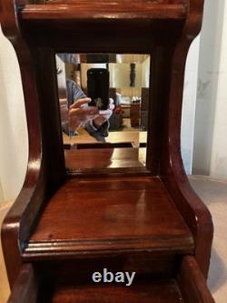 Antique 10x24 Wooden Shaving Stand, Beveled Mirrors, 2 Shelves withDrawer