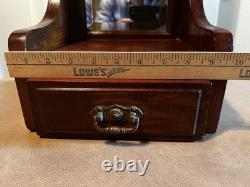 Antique 10x24 Wooden Shaving Stand, Beveled Mirrors, 2 Shelves withDrawer