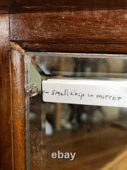 Antique 10x24 Wooden Shaving Stand, Beveled Mirrors, 2 Shelves withDrawer