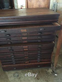 Antique 12 Drawer Flat File Cabinet
